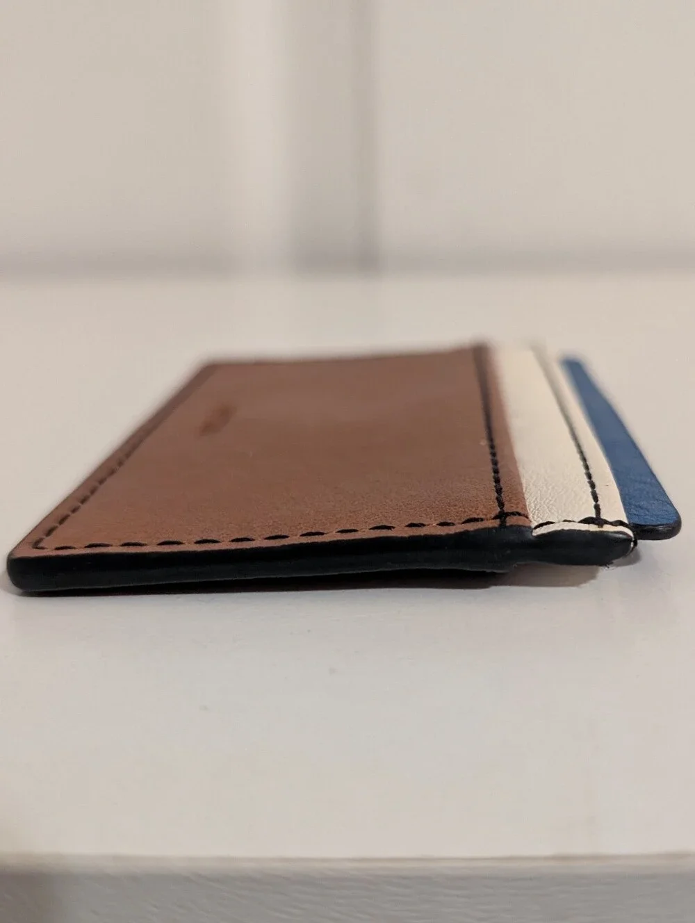 Fossil Card Holder Wallet Brown White Blue Leather Mens Money